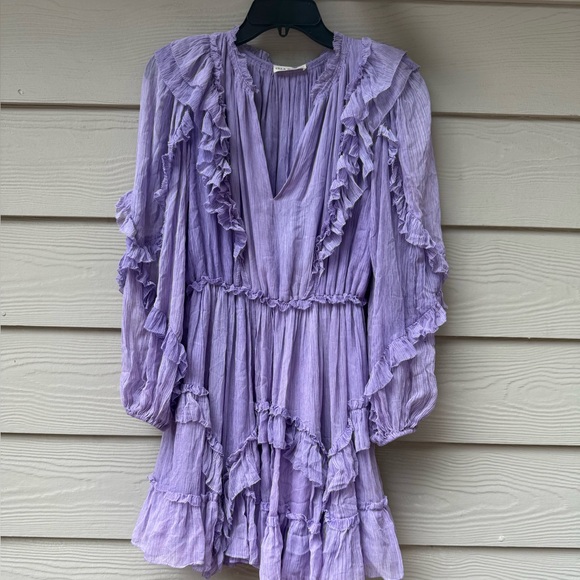 Ulla Johnson Lilac Aberdeen Ruffled Mini Dress - Picture 5 of 12